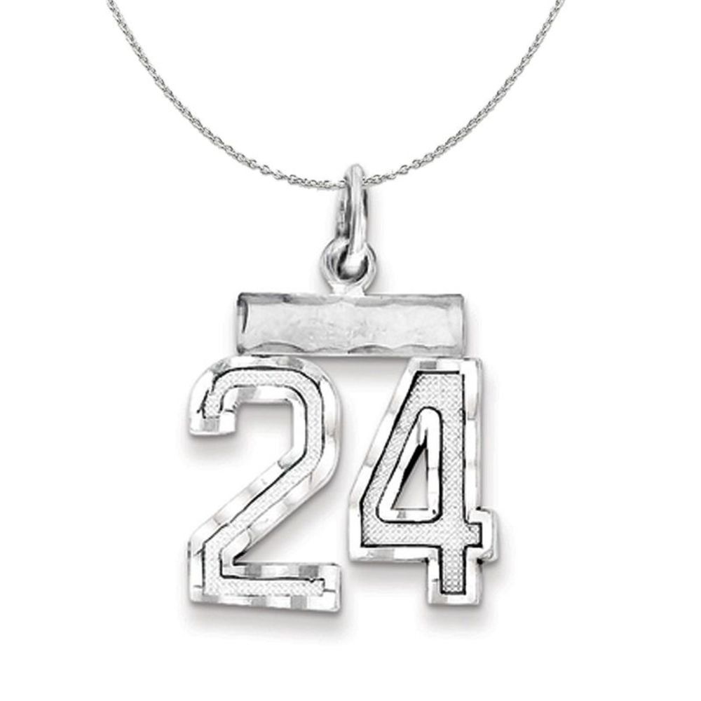 Silver, Varsity Collection, Small D/C Number 24 Necklace - 18 In